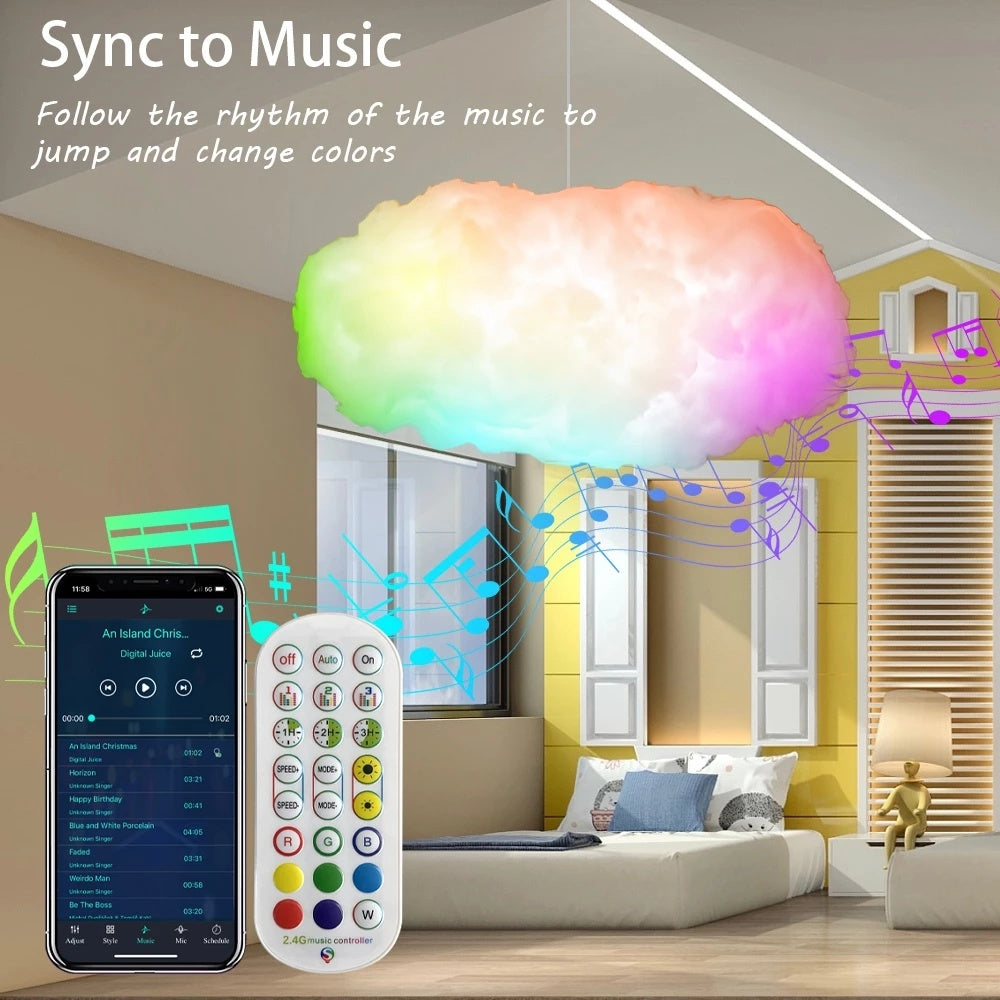 2026 USB Cloud Light With App Control And Music Synchronization 3D RGBIC Ambient Lighting Cloud Simulation For Bedroom