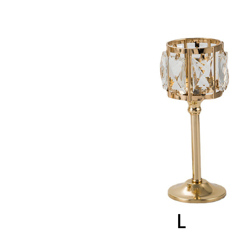 Crystal Candle Holder Creative Decoration Restaurant Metal Glass