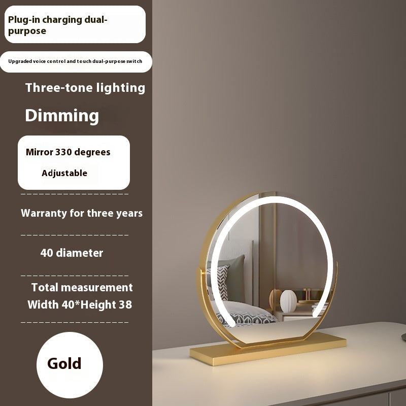 Smart Touch LED Light Mirror Makeup Desktop Dimming Fill Light Mirror Adjustable