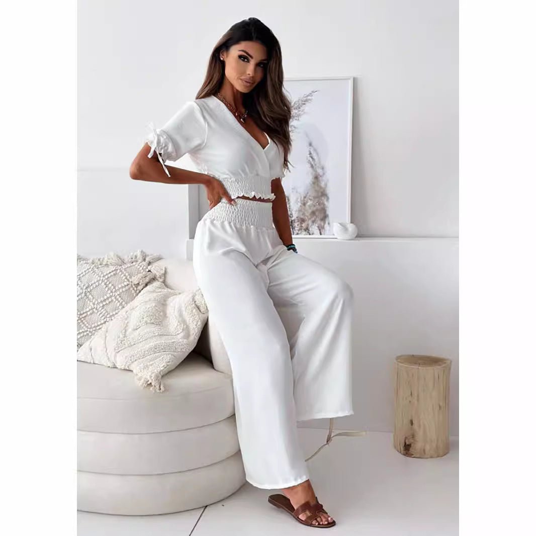 Fashion Women's Wear Half Sleeve Trousers Suit - merch gone viral.