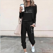 Women’s Casual Chic Lounge Set – Long Sleeve Pullover Top & Drawstring Pants with Pockets – Effortless Style & Comfort”