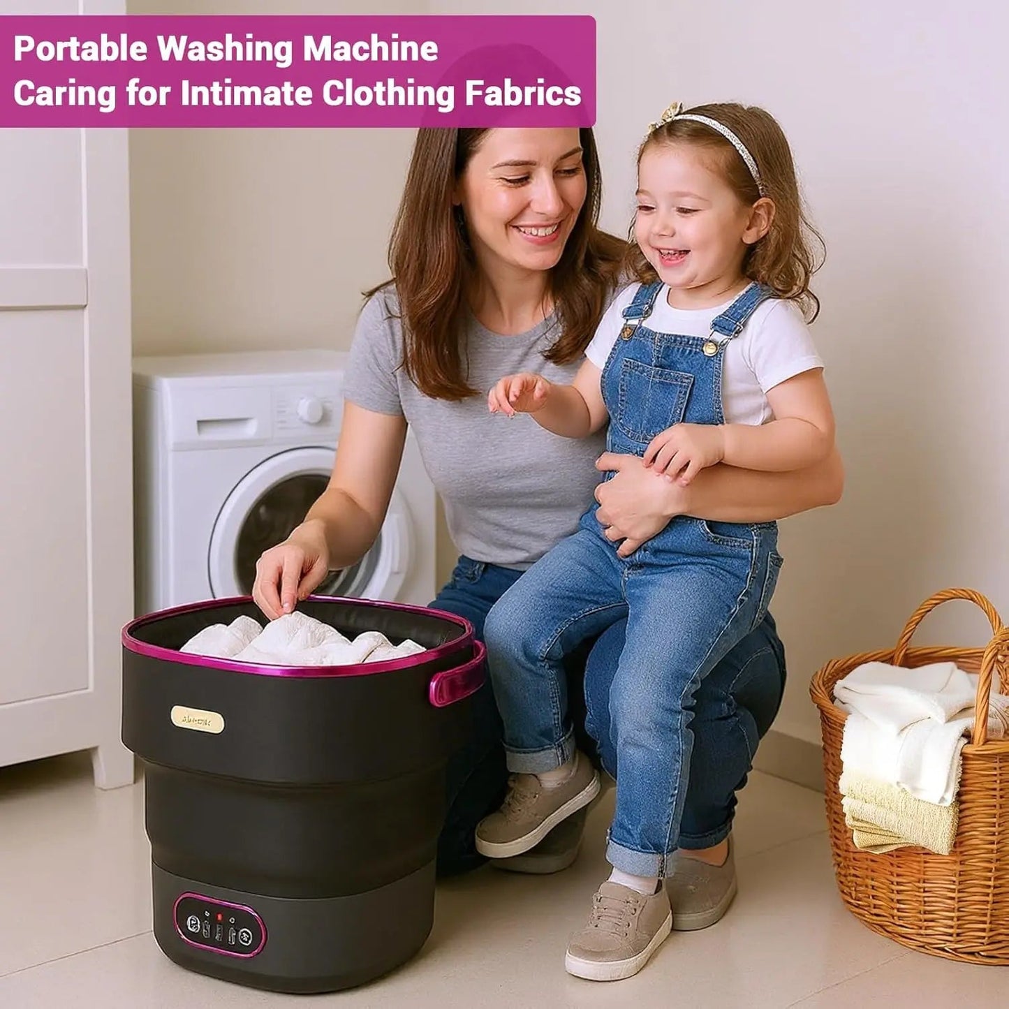Portable Washing Machine 13L Foldable Mini Washer with with 4 Modes and Spin Basket Deep Cleaning of Underwear Baby Clothes - merch gone viral.