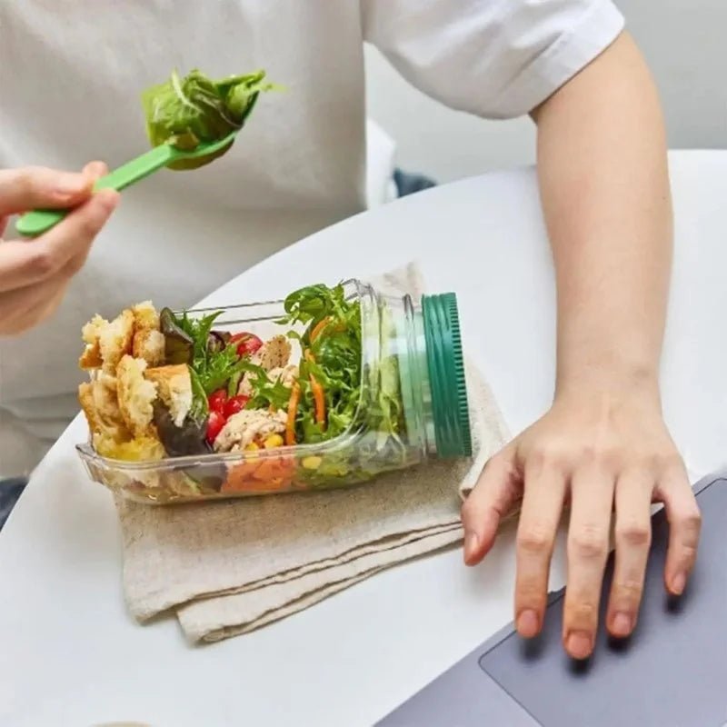 Salad Pod, Salad Jar for Lunch, Vertical Layering Salad Pod Built, Portable Leakproof Container with Side Opening, Keep It Fresh - merch gone viral.