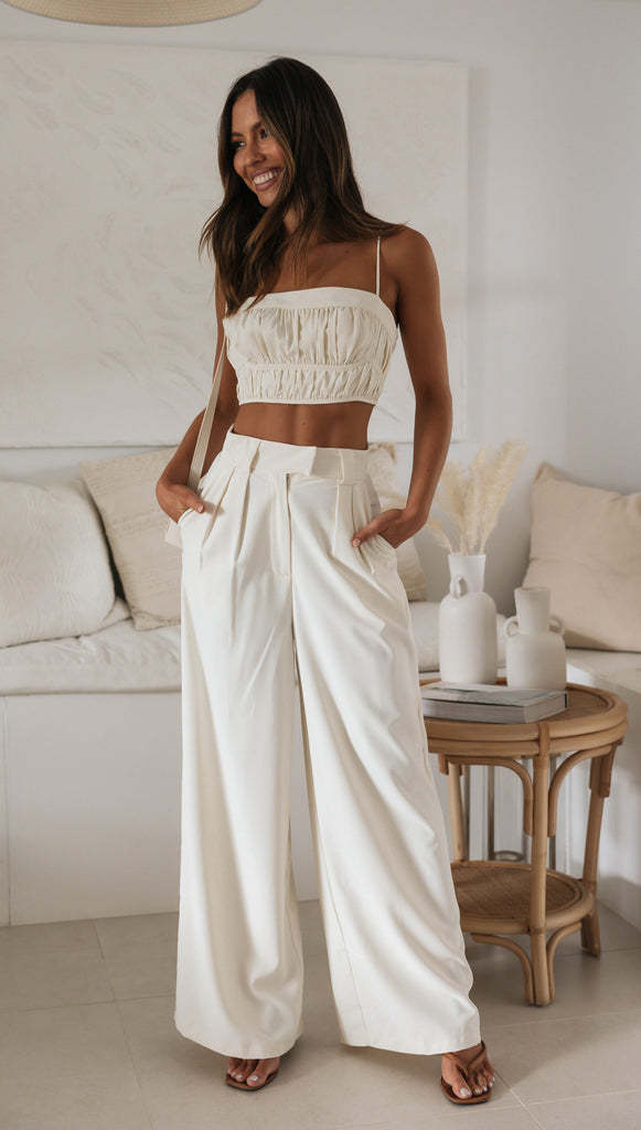 Womens Sleeveless luxury Short Top And Pants Set For Effortless Everyday Polished Desk To Dinner - merch gone viral.