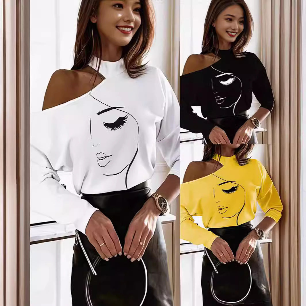 Stylish Off Shoulder Top with Print and Relaxed Fit