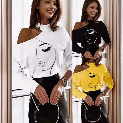 Stylish Off Shoulder Top with Print and Relaxed Fit