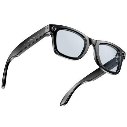 Black frame smart wearables with cameras for AI translation, useful for travel and everyday tech needs.