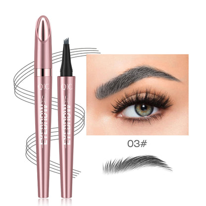 Waterproof Eyebrow Pencil with Four Fork Tip for Precise Natural Brow Shape and Long Wear