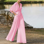 Wireless Jumpsuit with Deep V-Neck and High Waist for Women