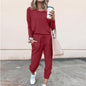 Women’s Casual Chic Lounge Set – Long Sleeve Pullover Top & Drawstring Pants with Pockets – Effortless Style & Comfort”