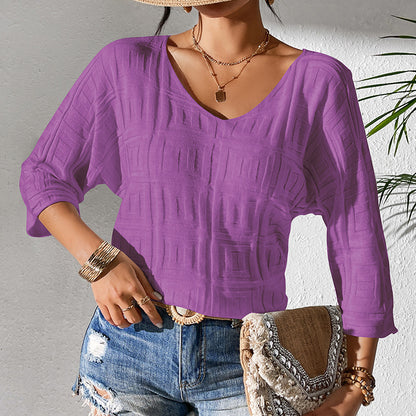 Soft Snug Loose Knit Sweater Top Effortless Geometric Pattern
