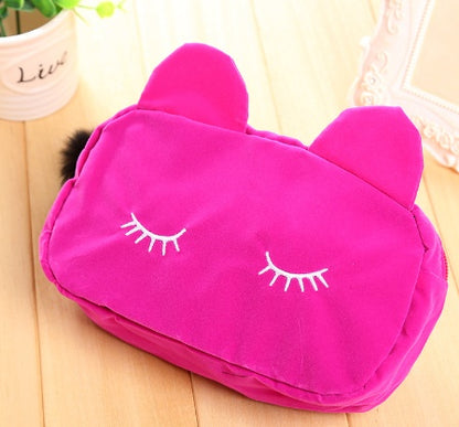 Flocking Korean Style Fabric Beauty Gift Set Travel Cosmetic Buggy Bag
