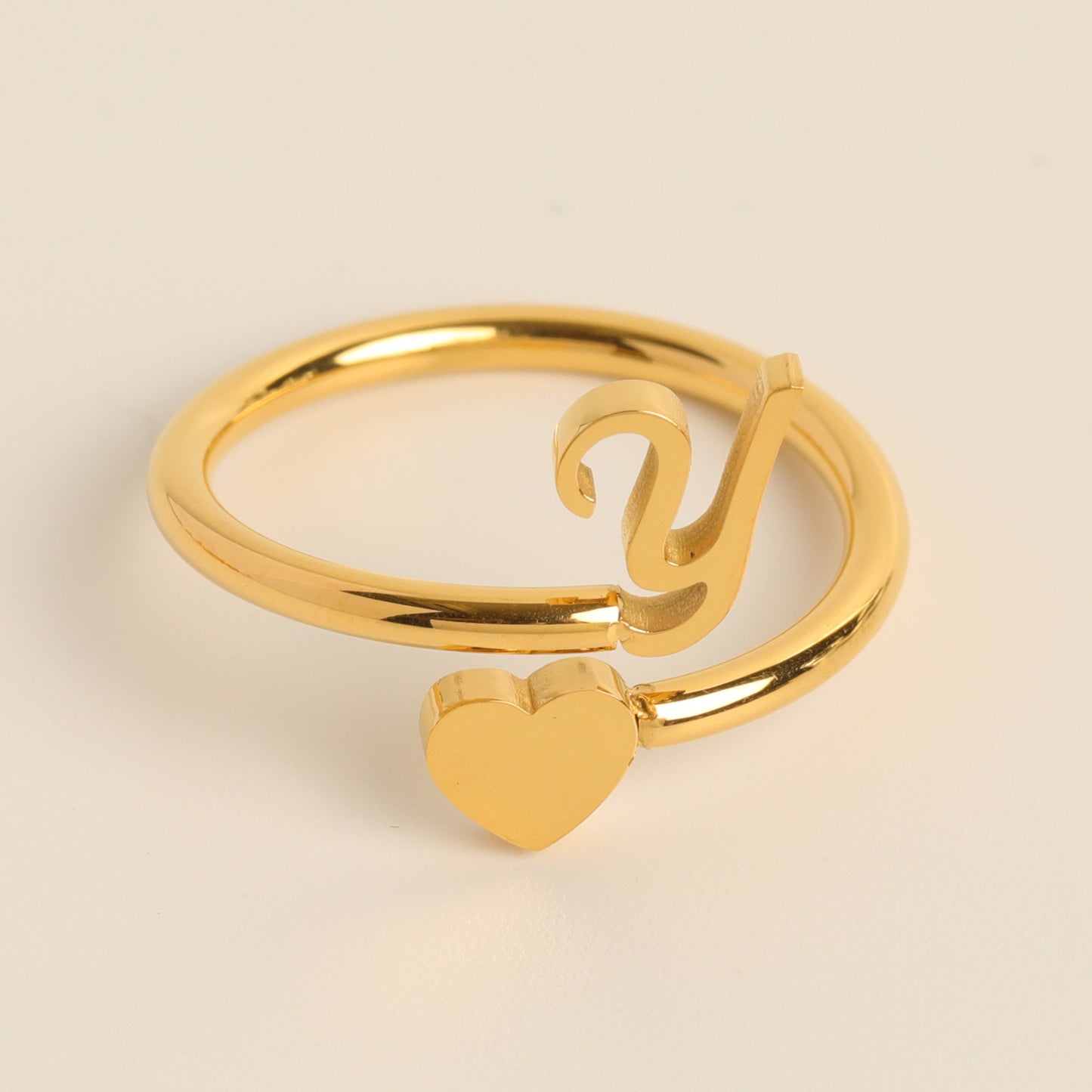 Durable Stainless Steel Ring with 18K Gold Plating and Initials