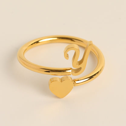 Durable Stainless Steel Ring with 18K Gold Plating and Initials