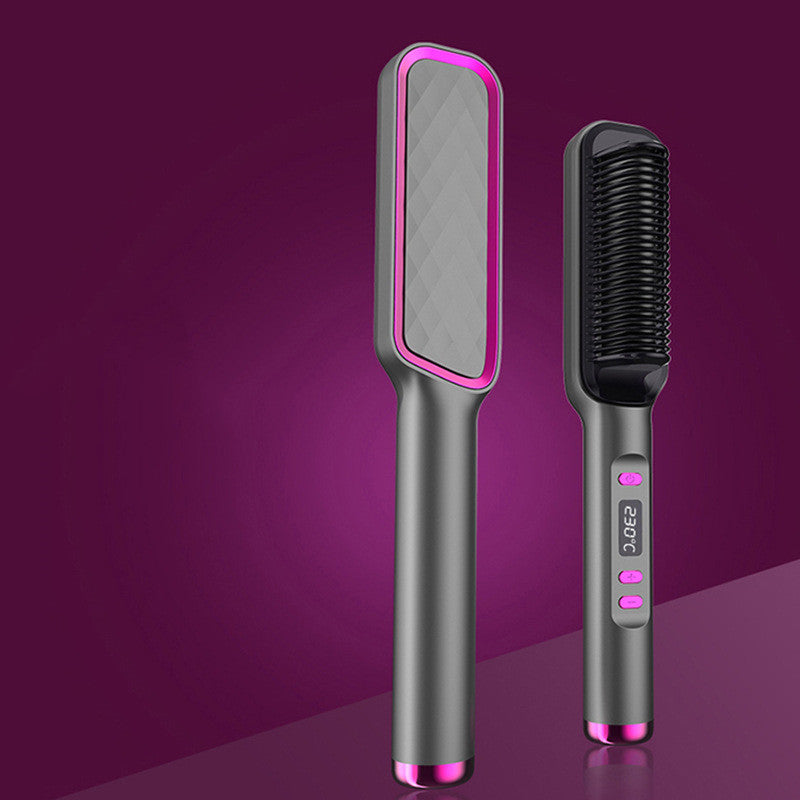 Wireless Hair Straightening And Curling Comb Tourmaline Ceramic Heating