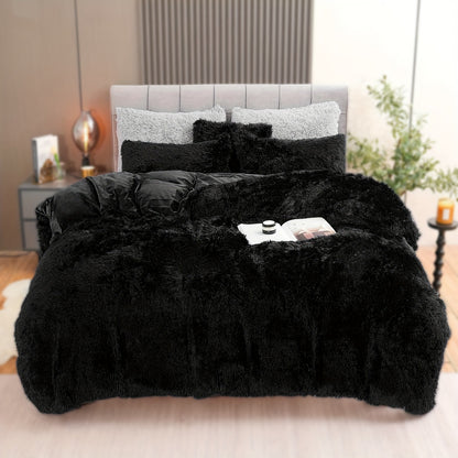 4PCs Plush Duvet Cover Set Luxury Ultra Soft Velvet Duvet