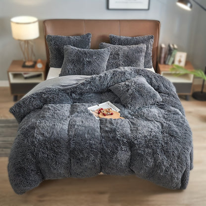 4PCs Plush Duvet Cover Set Luxury Ultra Soft Velvet Duvet