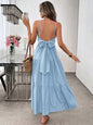 Flowy Dress With Silk Spaghetti Straps And Tiered Bow Waist For Women Ideal Beach Party Outfit