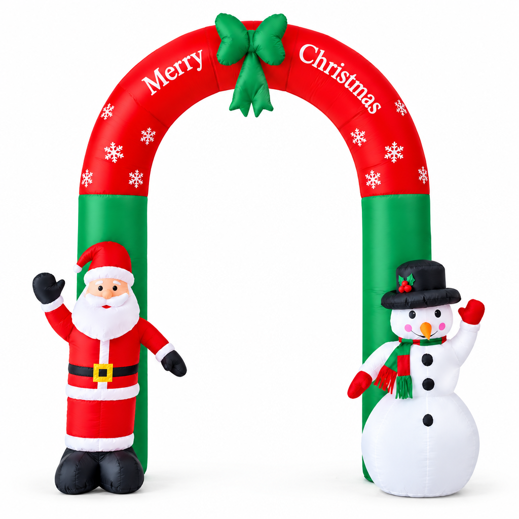 Giant Santa and Snowman Christmas Inflatable Archway