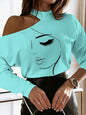 Stylish Off Shoulder Top with Print and Relaxed Fit