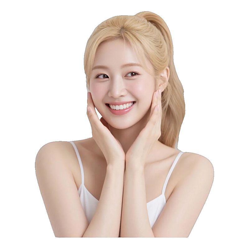 Facial serum pump bottle and product box next to a smiling woman.