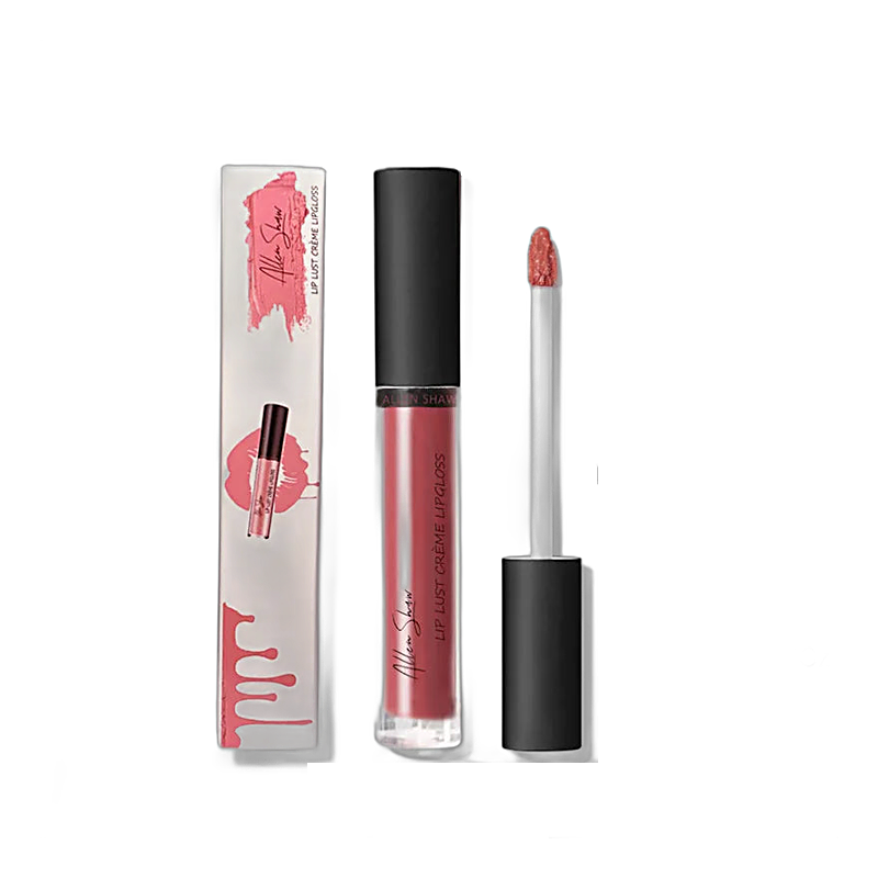 Lip gloss hydrating velvet formula with non sticky finish and wand applicator in tube