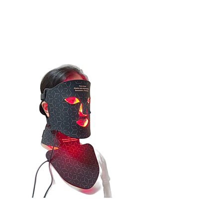 LED facial mask skin rejuvenation device with neck piece and silicone material