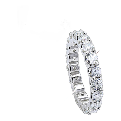 Wedding band lab grown diamond full eternity stackable ring with silver metal setting