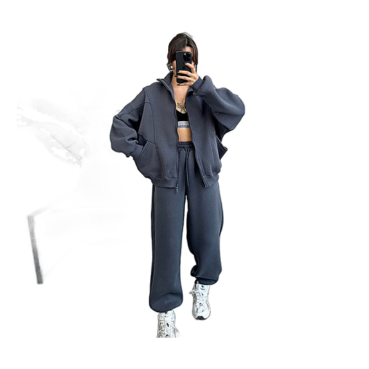 Zip-up tracksuit jacket, front view