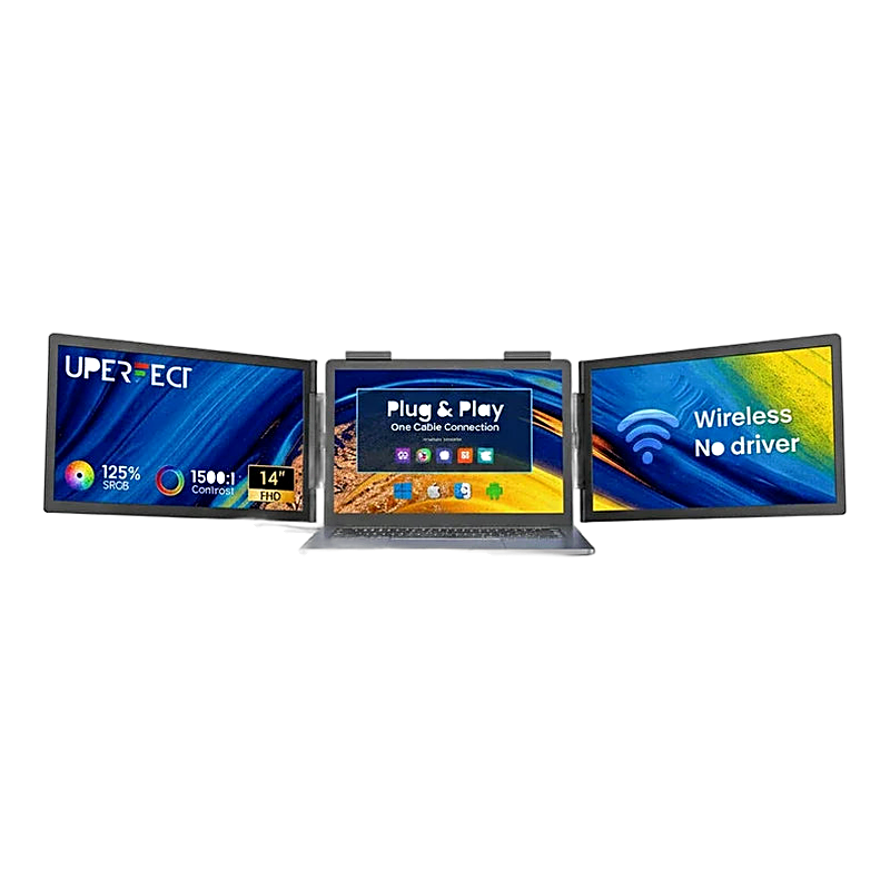 Portable Triple-Screen Laptop Extender, product photo on a white background.