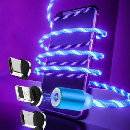 Flowing Light Magnetic Charging Cable - 3-in-1 Apple iPhone Android TypeC Fast Charger