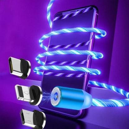 Flowing Light Magnetic Charging Cable - 3-in-1 Apple iPhone Android TypeC Fast Charger
