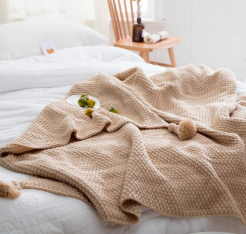 Nordic Fringed Knit Throw with Textured Acrylic Soft Draping for Sofa
