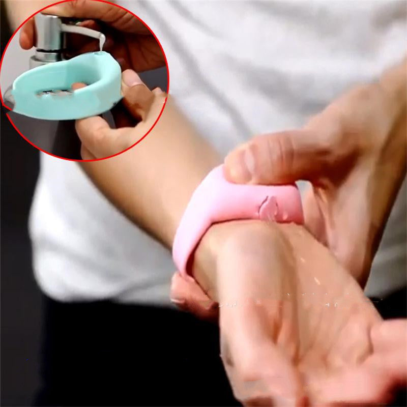 Refillable hand sanitizer bracelet on wrist