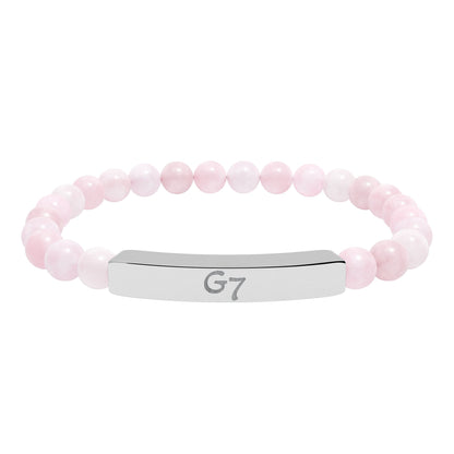 Unisex Engraved G7 Group Natural Stone Bar Bracelet -Wealth Good Fortune, Health, Love, Success and Happiness!