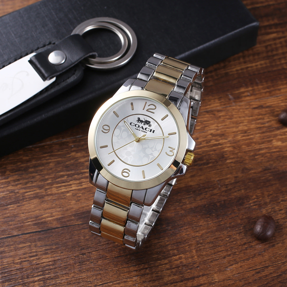 Stylish Watch 4-Piece Gift Set With Belt Wallet Tie