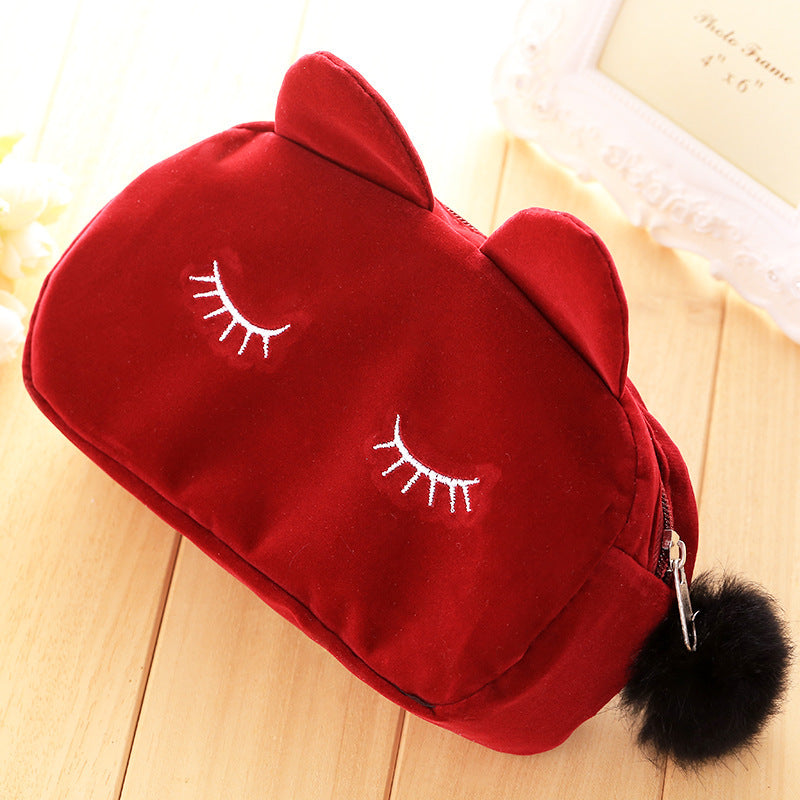 Flocking Korean Style Fabric Beauty Gift Set Travel Cosmetic Buggy Bag