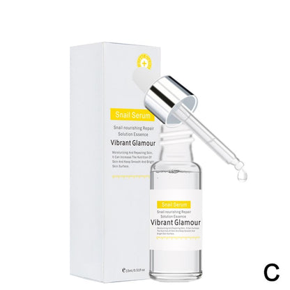 Snail facial serum glass bottle with dropper and white product box