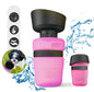 Dog Water Bottle HDPE Foldable with Integrated Silicone Travel Bowl and Leak Proof Top Buckle