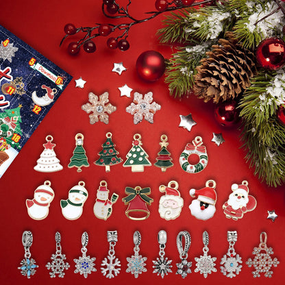 Christmas themed charms and pendants including trees, snowmen, Santa, and snowflakes.