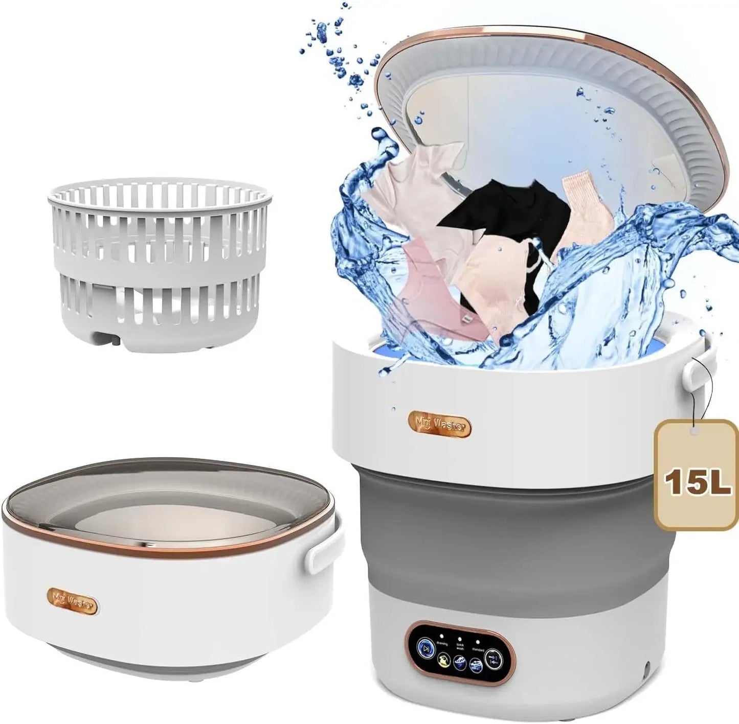15L Portable Small Washing Machine Collapsible Washer with Spin - merch gone viral.