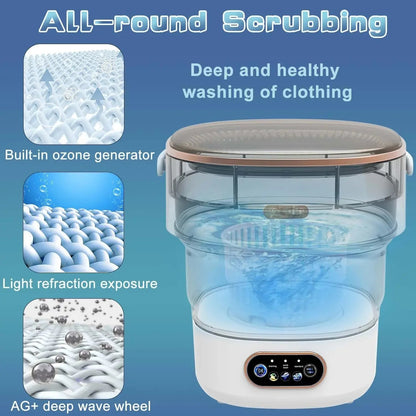 15L Portable Small Washing Machine Collapsible Washer with Spin - merch gone viral.