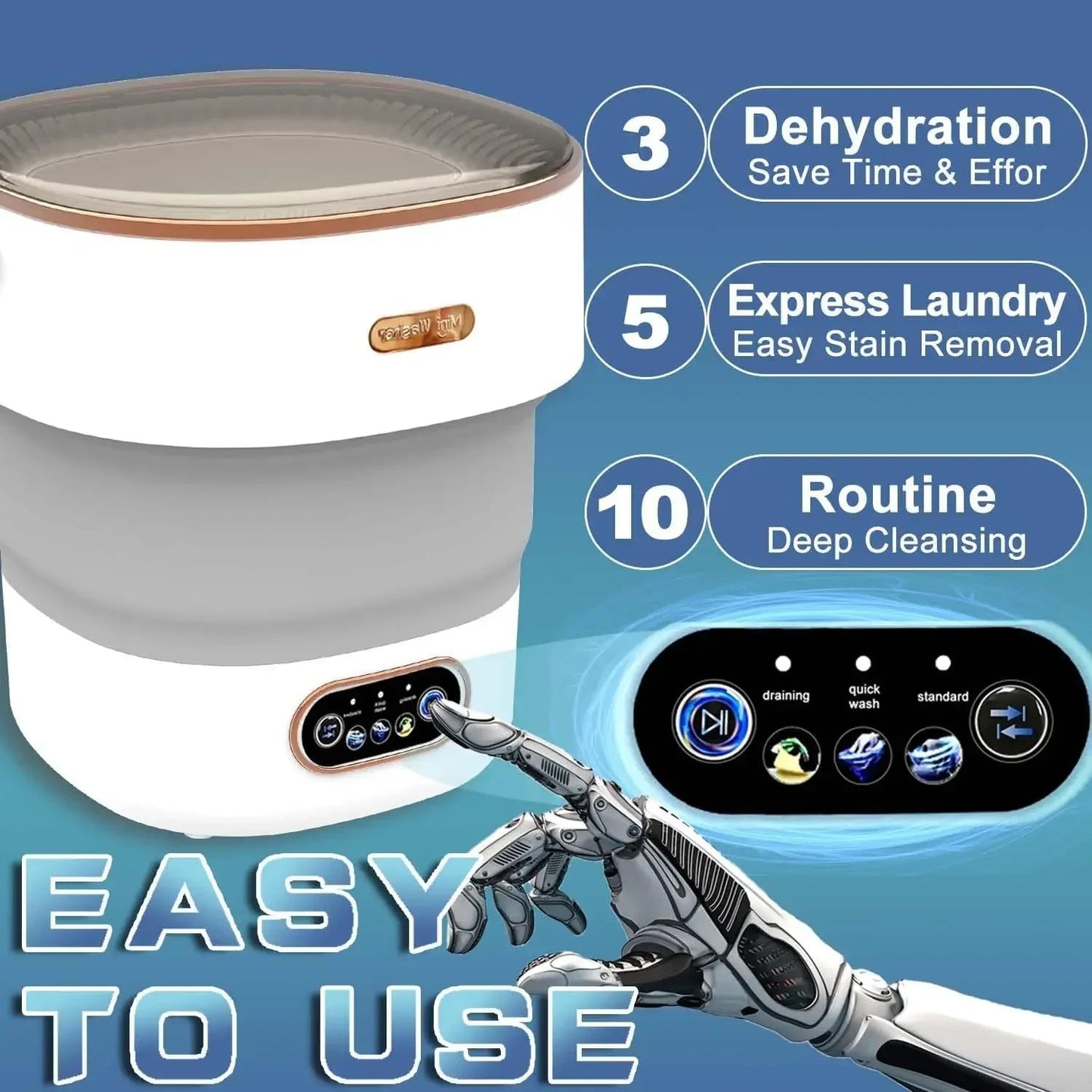 15L Portable Small Washing Machine Collapsible Washer with Spin - merch gone viral.