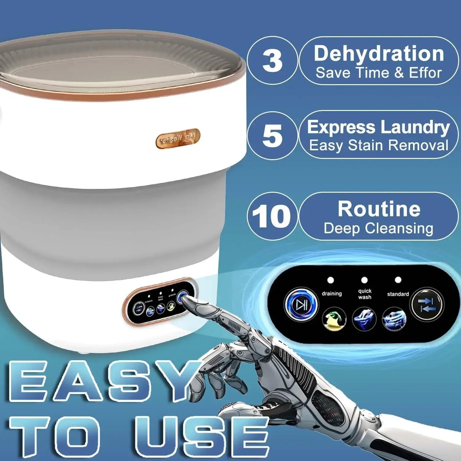 15L Portable Small Washing Machine Collapsible Washer with Spin - merch gone viral.