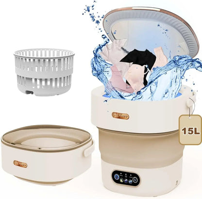 15L Portable Small Washing Machine Collapsible Washer with Spin - merch gone viral.