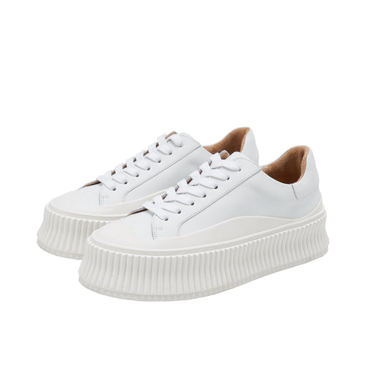 Sneakers lace-up platform shoes with thick rubber ribbed soles