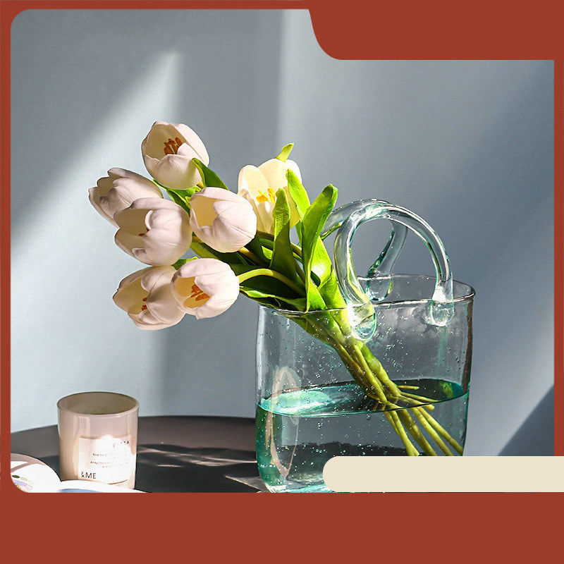 Nordic Vase Hand Blown Eco Glass with Bubbles for Living Room Display