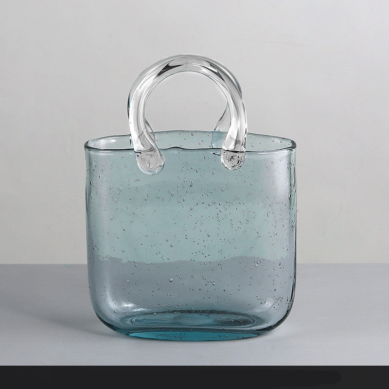 Nordic Vase Hand Blown Eco Glass with Bubbles for Living Room Display