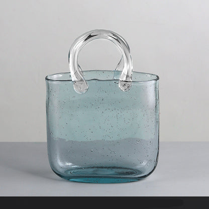 Nordic Vase Hand Blown Eco Glass with Bubbles for Living Room Display