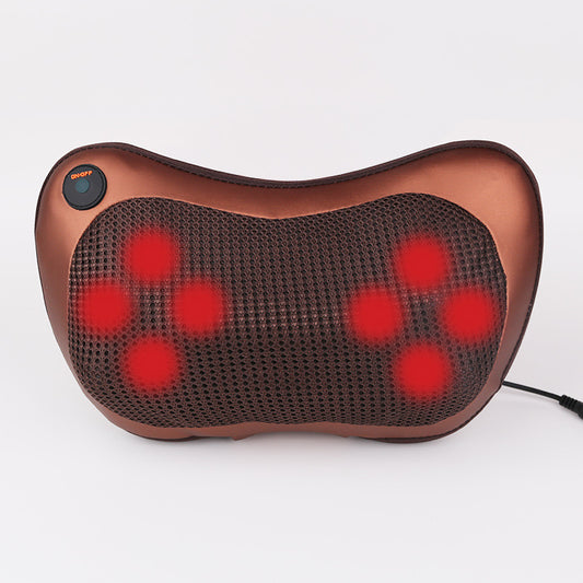Massage pillow with infrared heat nodes and mesh fabric surface